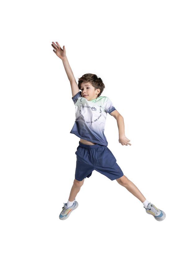 Spodenki sportowe dla dzieci Lemon Explore WL5 do kolan. Okazja: na co dzień. Kolor: niebieski. Materiał: poliester, elastan. Długość: do kolan. Styl: sportowy. Sport: fitness
