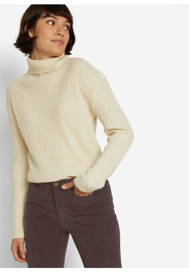 bonprix - Spodnie sztruksowe Skinny ze stretchem. Kolor: brązowy. Materiał: sztruks