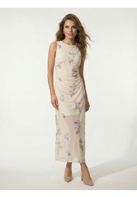 Sinsay - Dopasowana sukienka midi z rozcięciem i marszczeniami - wielobarwny. Długość: midi #1