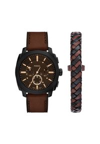Fossil Zestaw zegarek i bransoletka Machine Chronograph FS6102SET Brązowy. Kolor: brązowy #1