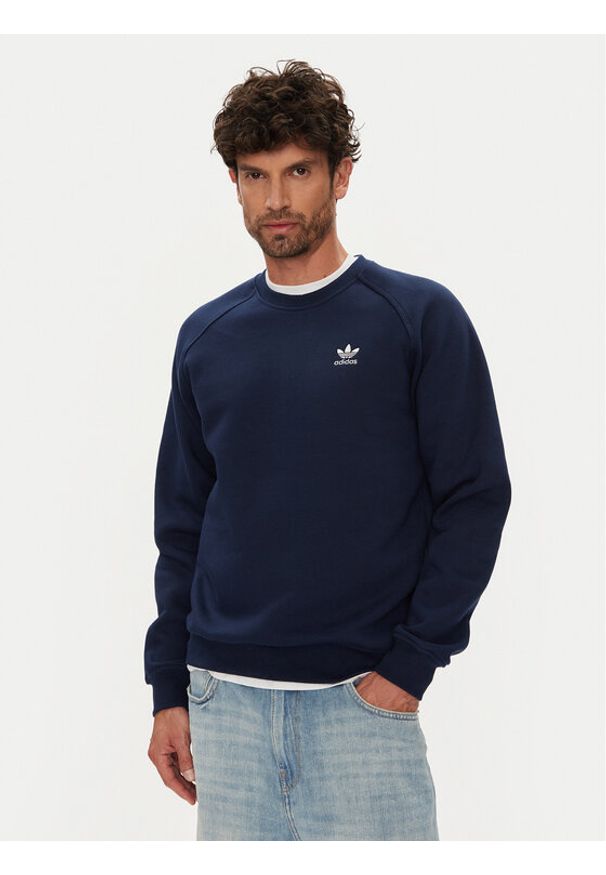 Adidas - adidas Bluza Trefoil Essentials IY4935 Granatowy Regular Fit. Kolor: niebieski. Materiał: bawełna