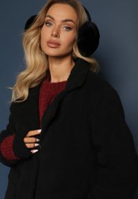Renee - Czarny Płaszcz z Futerkiem na Napy z Kieszeniami Porttiana. Kolor: czarny. Materiał: futro. Sezon: zima #5