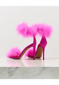 ALEXANDRE VAUTHIER - Różowe sandały na szpilce z piórami. Zapięcie: pasek. Kolor: różowy, wielokolorowy, fioletowy. Wzór: aplikacja, paski. Obcas: na szpilce #3