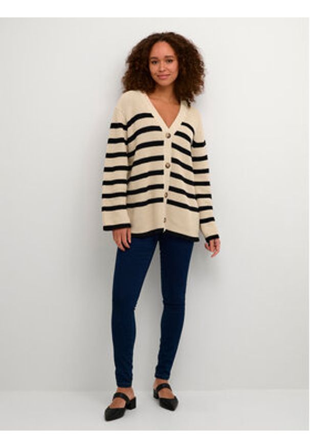 Kaffe Kardigan Cilla 10507575 Beżowy Loose Fit. Kolor: beżowy. Materiał: bawełna