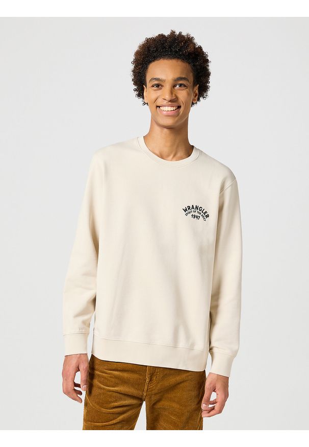 Wrangler - MESKA BLUZA WRANGLER CREWNECK SWEATSHIRT VINTAGE WHITE 112357321. Styl: vintage