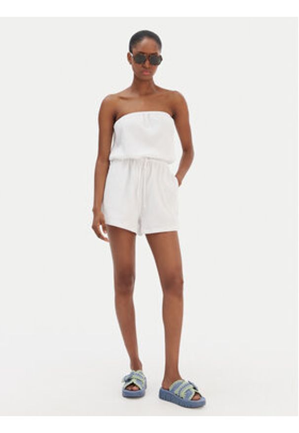 Seafolly Kombinezon Crinkle 55537-PS Biały Regular Fit. Kolor: biały. Materiał: bawełna