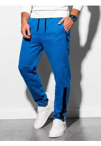 Ombre Clothing - Spodnie męskie dresowe joggery P920 - niebieskie - XXL. Kolor: niebieski. Materiał: dresówka #4