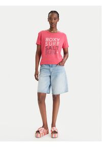 Roxy T-Shirt ERJZT06024 Różowy Regular Fit. Kolor: różowy. Materiał: bawełna #5