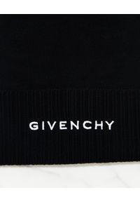 Givenchy - GIVENCHY - Czarna czapka beanie z białym logo. Kolor: czarny. Materiał: wełna. Wzór: haft