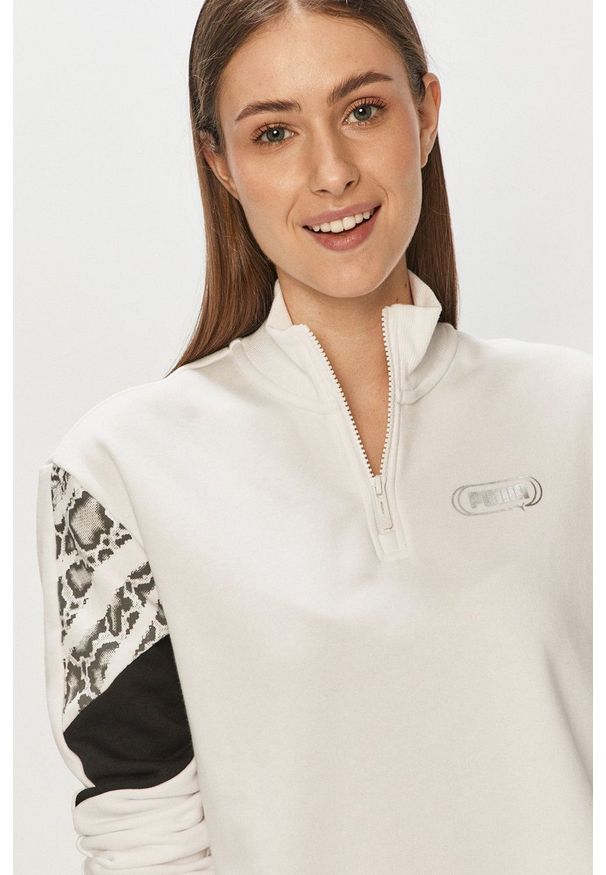 Puma - Bluza. Okazja: na co dzień. Kolor: biały. Materiał: bawełna. Długość: krótkie. Styl: casual