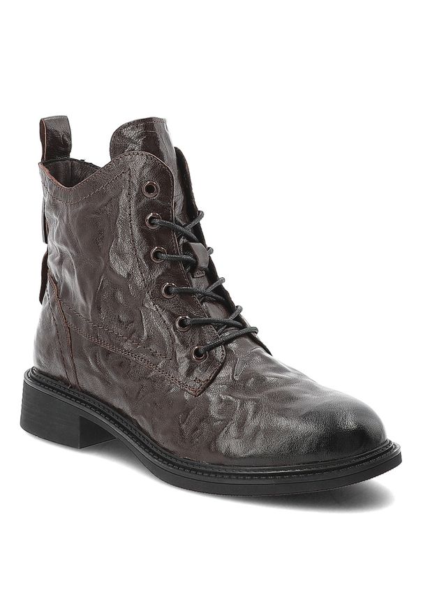 Brązowe Botki Artiker Skórzane Obuwie Damskie. Okazja: na spacer. Wysokość cholewki: przed kolano. Kolor: brązowy. Materiał: skóra. Szerokość cholewki: normalna. Styl: vintage, klasyczny