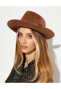 RUSLAN BAGINSKIY - Wełniany kapelusz w kolorze brązowym. Kolor: brązowy. Materiał: wełna. Wzór: aplikacja