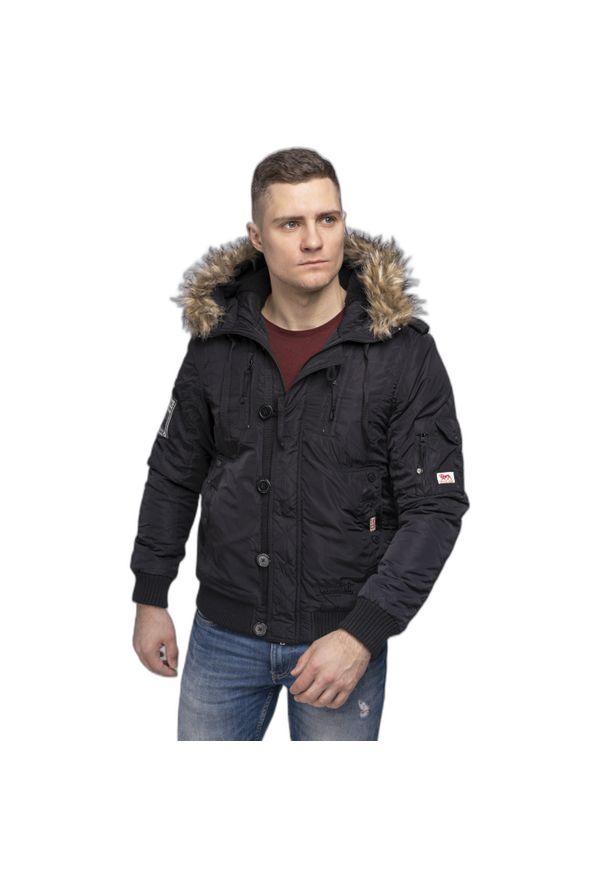 Kurtka zimowa Lonsdale Jarreth. Kolor: czarny. Materiał: puch. Sezon: zima. Sport: turystyka piesza