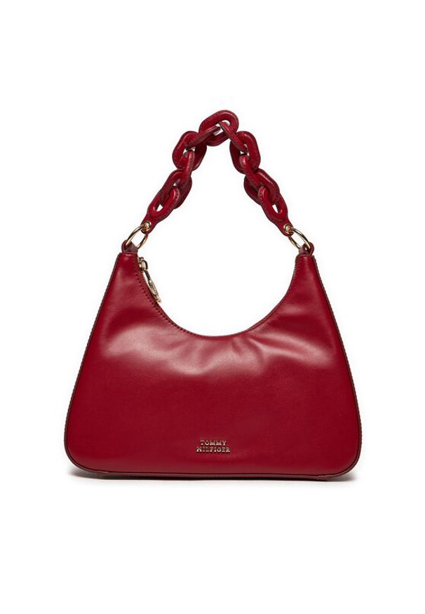 TOMMY HILFIGER - Tommy Hilfiger Torebka Soft Leather Shoulder Bag AW0AW16293 Czerwony. Kolor: czerwony. Materiał: skórzane