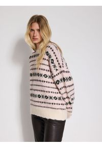 Reserved - Wzorzysty sweter z domieszką wełny - wielobarwny. Materiał: wełna