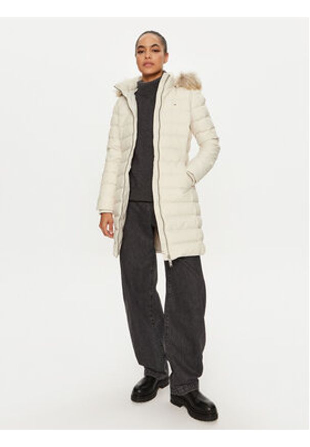 Tommy Jeans Kurtka puchowa Essential DW0DW18864 Écru Slim Fit. Materiał: syntetyk