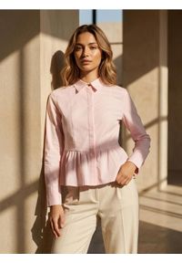 Sinsay - Koszula z krytą plisą i falbaną - różowy. Kolor: różowy #1