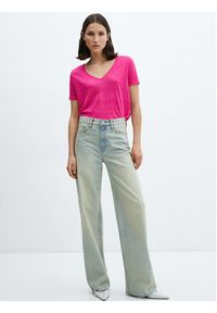 mango - Mango T-Shirt Linito 67006318 Różowy Relaxed Fit. Kolor: różowy. Materiał: len #5