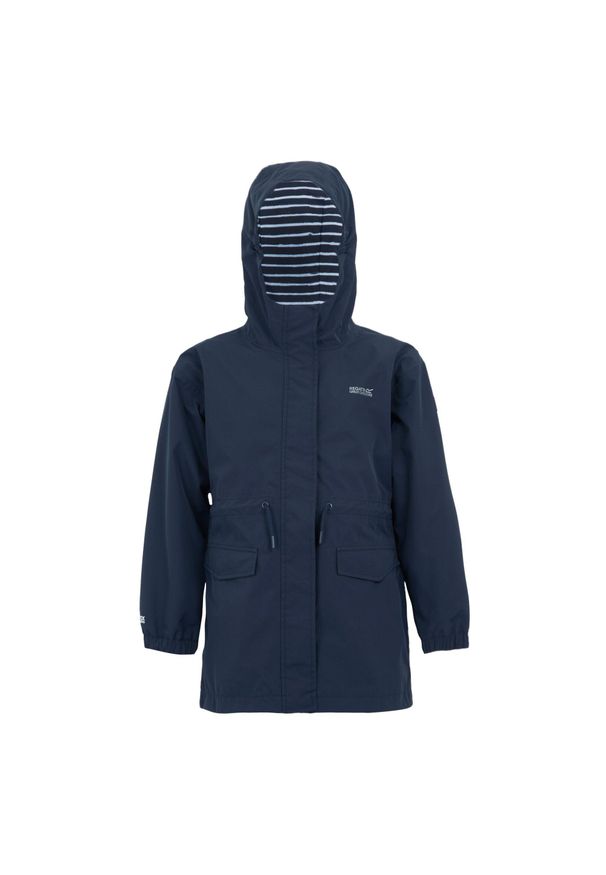 Dziecięca kurtka wodoodporna Regatta Ballina. Kolor: niebieski. Styl: elegancki, sportowy. Sport: turystyka piesza