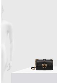 Pinko torebka skórzana kolor czarny. Kolor: czarny. Materiał: skórzane. Rodzaj torebki: na ramię #7