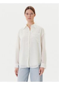 Calvin Klein Koszula LV044B902G Écru Regular Fit. Materiał: syntetyk