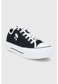 Karl Lagerfeld tenisówki KAMPUS MAX KL60410 damskie kolor czarny. Nosek buta: okrągły. Zapięcie: sznurówki. Kolor: czarny. Materiał: guma. Obcas: na platformie #2