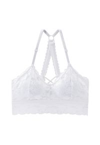 Intica - Braletka koronkowa bez fiszbin z krzyżującymi się ramiączkami Tawnee. Kolor: biały. Materiał: koronka. Wzór: koronka