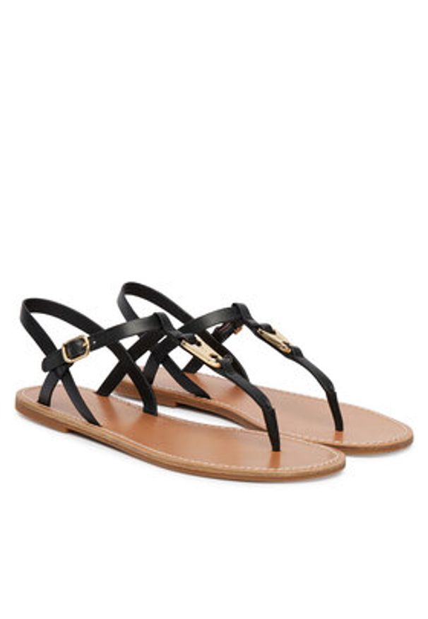 TOMMY HILFIGER - Tommy Hilfiger Sandały Leather Thong Sandal FW0FW09127 Czarny. Kolor: czarny. Materiał: skóra