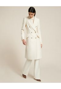 Luisa Spagnoli - LUISA SPAGNOLI - Wełniany płaszcz SUONO. Kolor: biały. Materiał: wełna. Długość: do kolan. Styl: klasyczny #3