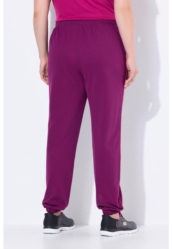 ULLA POPKEN - Damskie Spodnie dresowe lamówka z boku elastyczny ściągacz elastyczny dół. Kolekcja: plus size. Kolor: różowy. Materiał: materiał, poliester, bawełna