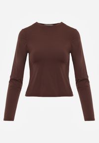 Born2be - Brązowa Gładka Bluzka z Długim Rękawem z Bawełną Moaneta. Okazja: na co dzień. Kolor: brązowy. Materiał: bawełna. Długość rękawa: długi rękaw. Długość: długie. Wzór: gładki. Styl: casual, elegancki, klasyczny #6