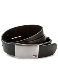 TOMMY HILFIGER - Tommy Hilfiger Pasek Męski Th Plaque Belt 3.5 Adj AM0AM01995 Czarny. Kolor: czarny. Materiał: skóra #1