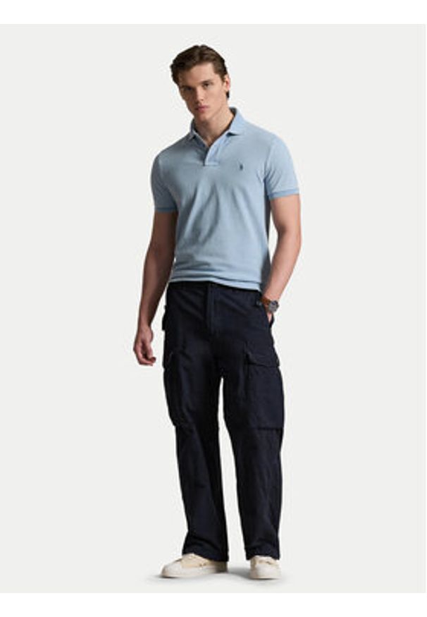Polo Ralph Lauren Polo 710970582001 Niebieski jasny Custom Slim Fit. Typ kołnierza: polo. Kolor: niebieski. Materiał: bawełna