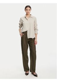 Marella Spodnie materiałowe Hull 2523136161 Khaki Loose Fit. Kolor: brązowy. Materiał: syntetyk #4