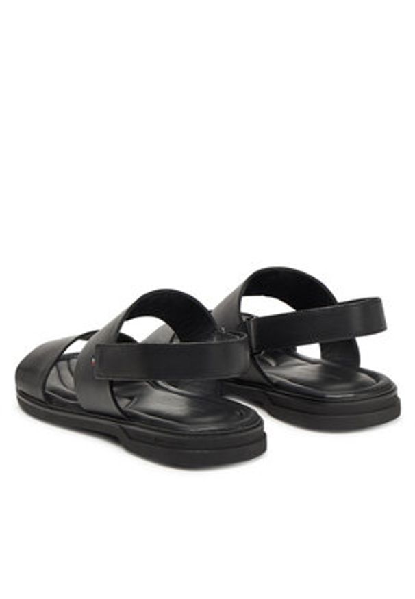 TOMMY HILFIGER - Tommy Hilfiger Sandały Premium Hilfiger Strappy Lh Sand FM0FM05356 Czarny. Kolor: czarny. Materiał: skóra