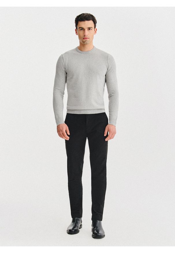 Pako Lorente - PAKO LORENTE – Szary bawełniany sweter z kaszmirem. Okazja: na co dzień. Kolor: szary. Materiał: kaszmir, bawełna. Sezon: jesień. Styl: casual