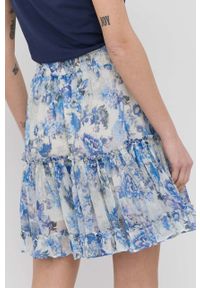 Guess spódnica mini rozkloszowana. Kolor: niebieski. Materiał: tkanina, materiał, włókno #3