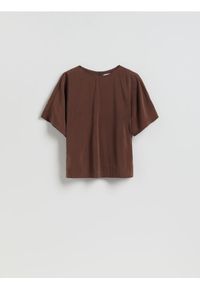 Reserved - T-shirt z modalem - brązowy. Kolor: brązowy. Materiał: dzianina #1