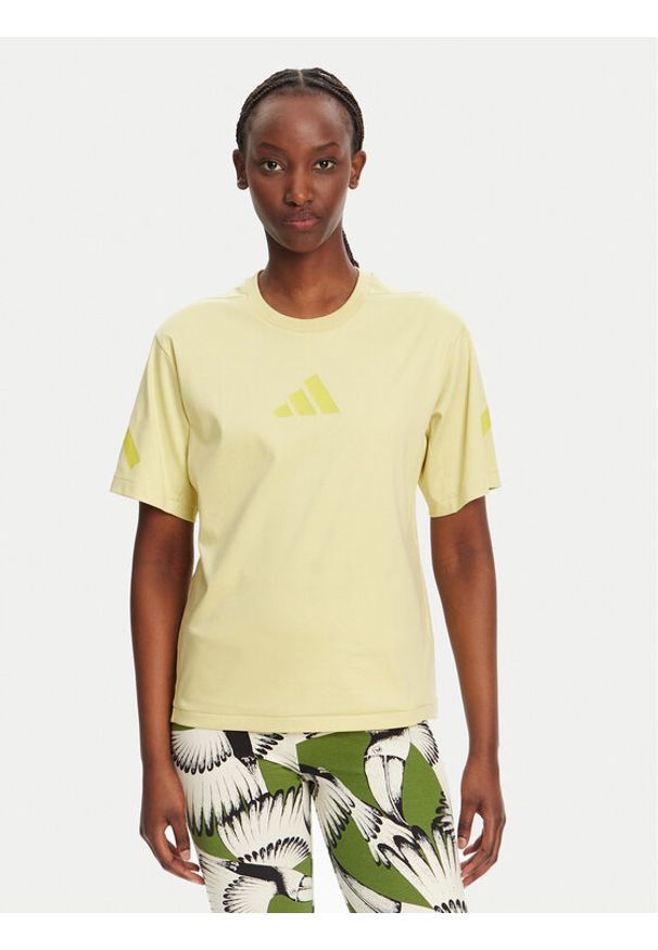 Adidas - adidas T-Shirt Z.N.E. JC5400 Żółty Regular Fit. Kolor: żółty. Materiał: bawełna