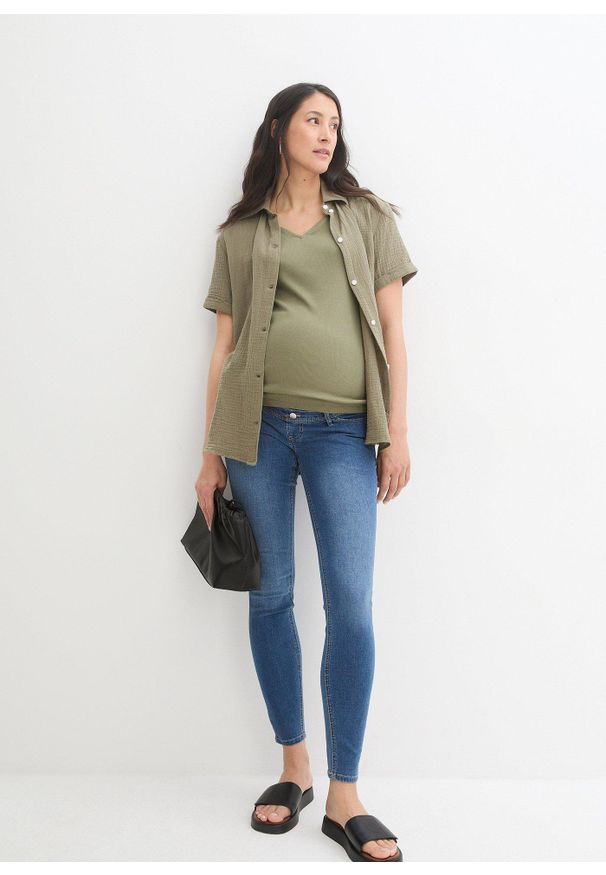 bonprix - Dżinsy ciążowe, skinny. Kolekcja: moda ciążowa. Kolor: niebieski