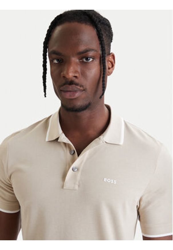 BOSS Polo Parlay 190 50494697 Beżowy Regular Fit. Typ kołnierza: polo. Kolor: beżowy. Materiał: bawełna