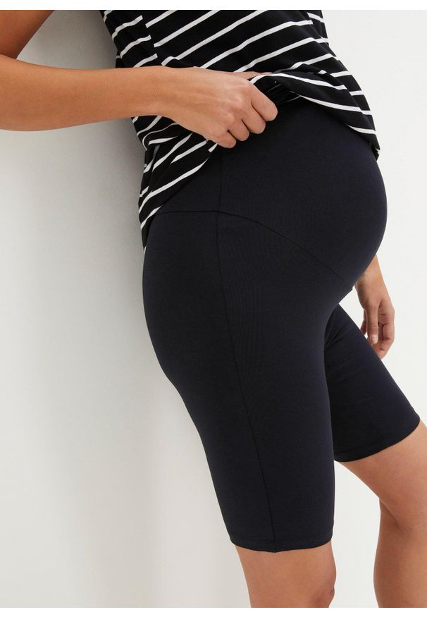 bonprix - Kolarki ciążowe z bawełny organicznej (2 pary). Kolekcja: moda ciążowa. Kolor: czarny. Materiał: bawełna. Długość: krótkie