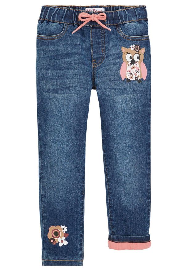 bonprix - Dżinsy termiczne mid waist. Kolor: niebieski