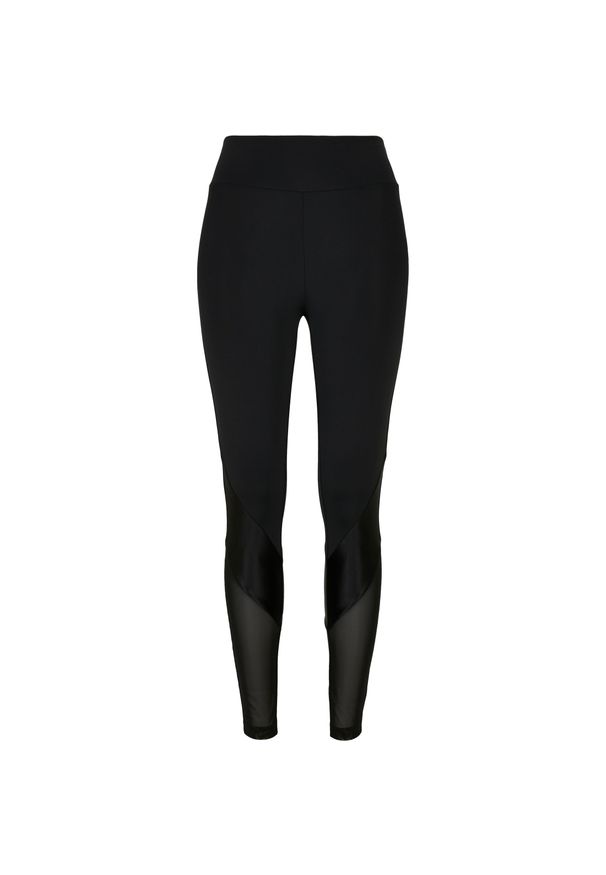 Damskie legginsy z wysoką talią Urban Classics mixed tech. Stan: podwyższony. Kolor: czarny