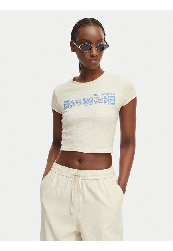 Billabong T-Shirt Baby EBJKT00119 Beżowy jasny Slim Fit. Kolor: beżowy. Materiał: bawełna