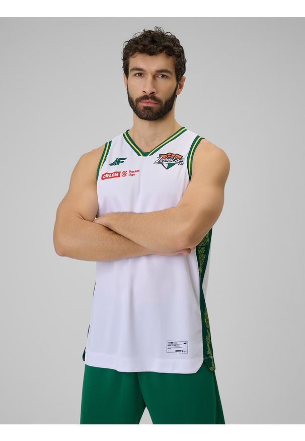 4f - 4F Koszulka meczowa replika domowa z sezonu 2025/26 męska 4F x Zastal Zielona Góra - biała M. Kolor: biały, wielokolorowy. Materiał: materiał. Wzór: nadruk. Sport: fitness