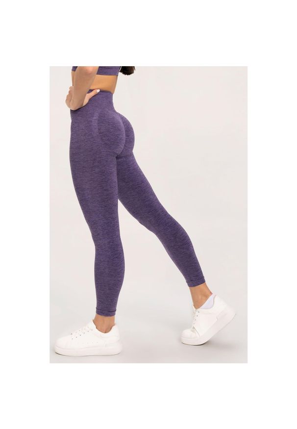 GYM GLAMOUR - Legginsy fitness damskie Gym Glamour seamless push up. Kolor: fioletowy. Sport: fitness