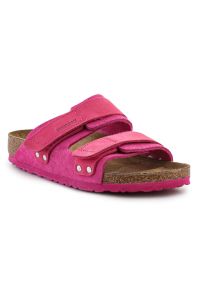 Klapki Birkenstock Uji 1026497 różowe. Kolor: różowy. Materiał: materiał, guma. Wzór: paski. Sezon: lato