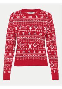 only - ONLY Sweter Xmas Winter 15327601 Czerwony Regular Fit. Kolor: czerwony. Materiał: syntetyk