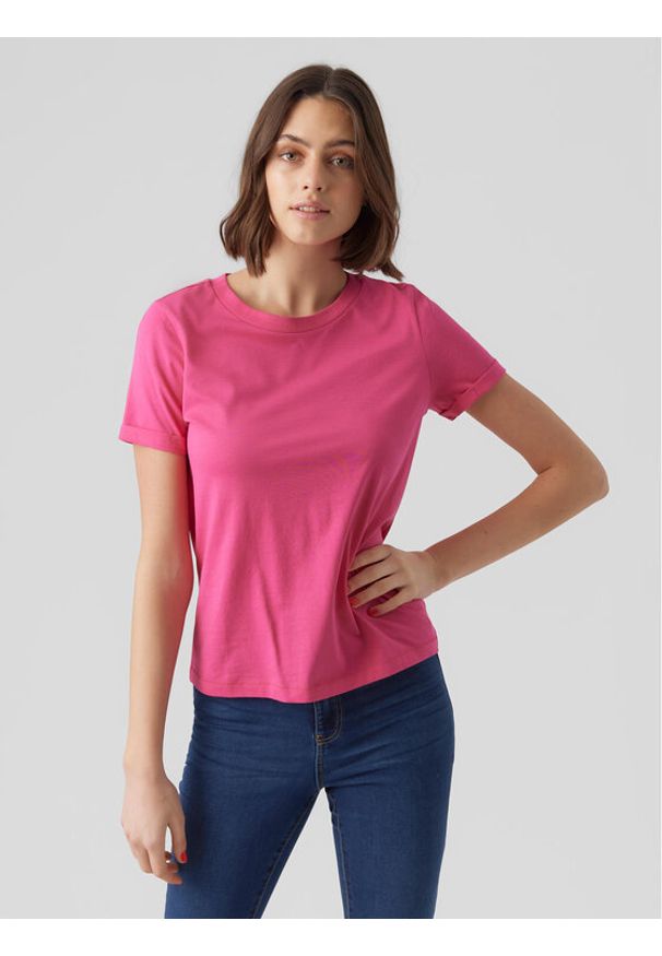 Vero Moda T-Shirt Paula 10243889 Różowy Regular Fit. Kolor: różowy. Materiał: bawełna